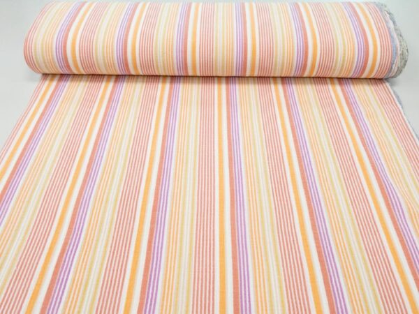 Stoff Double Gauze Streifen breit & schmal orange-pink-pastellgelb – Bild 2