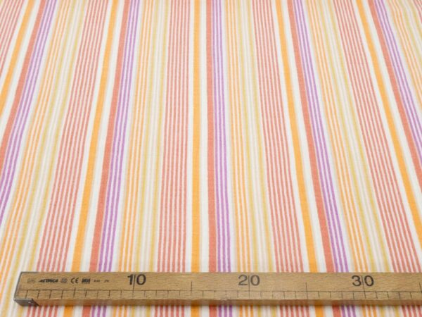 Stoff Double Gauze Streifen breit & schmal orange-pink-pastellgelb – Bild 3