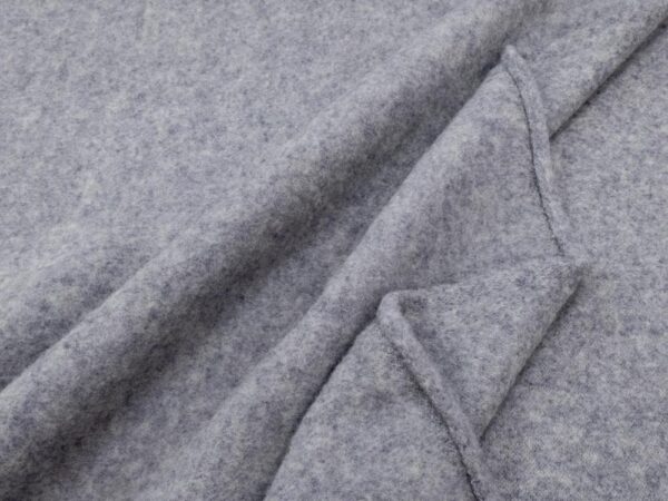 Stoff Woll Fleece hellgrau meliert – Bild 2