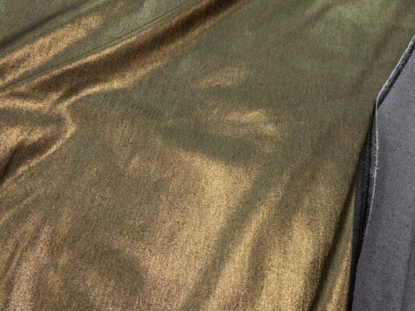 Stoff Jeans Stretch Foliendruck schwarz-goldgläönzend – Bild 2