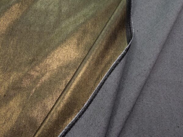 Stoff Jeans Stretch Foliendruck schwarz-goldgläönzend – Bild 3