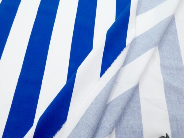 Stoff Köper bedruckt Streifen breit blau-weiss – Bild 2