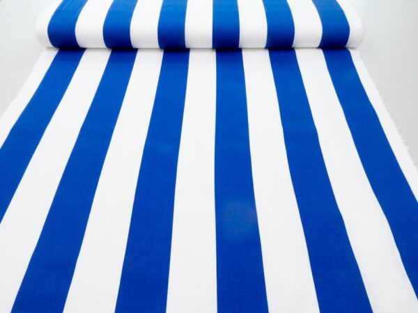 Stoff Köper bedruckt Streifen breit blau-weiss – Bild 3