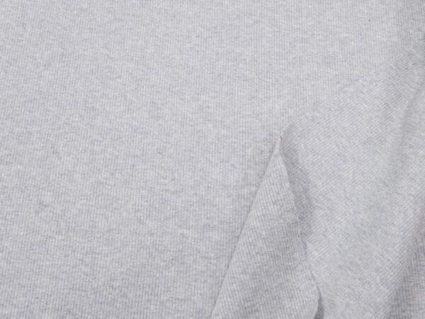 Stoff BIO RIB 2x1 Bündchen Grau meliert- hell