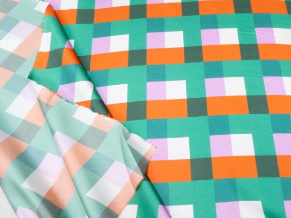 Stoff Big Grate Monument Silk Twill - Karel Martens - grün-orange-weiss – Bild 2