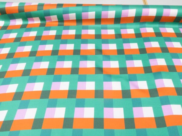 Stoff Big Grate Monument Silk Twill - Karel Martens - grün-orange-weiss – Bild 3