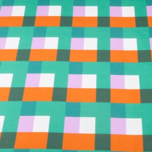 Stoff Big Grate Monument Silk Twill - Karel Martens - grün-orange-weiss