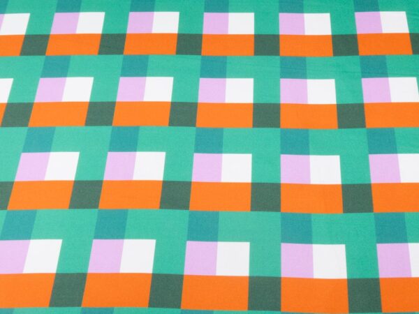 Stoff Big Grate Monument Silk Twill - Karel Martens - grün-orange-weiss