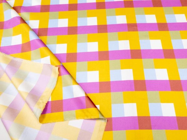 Stoff Big Grate Monument Silk Twill - Karel Martens - currygelb-hellblau-fuchsia – Bild 2