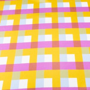 Stoff Big Grate Monument Silk Twill - Karel Martens - currygelb-hellblau-fuchsia