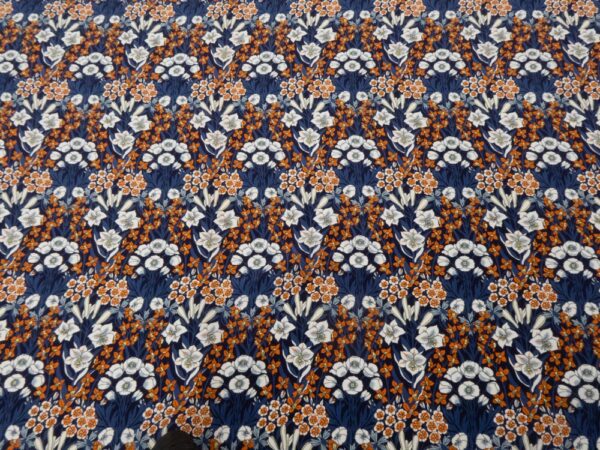 Stoff Mountain Primrose Liberty Kensington Crepe de Chine blau-rost-weiss