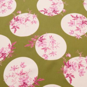 Stoff Posey Polka Kensington Crepe de Chine olivegrün