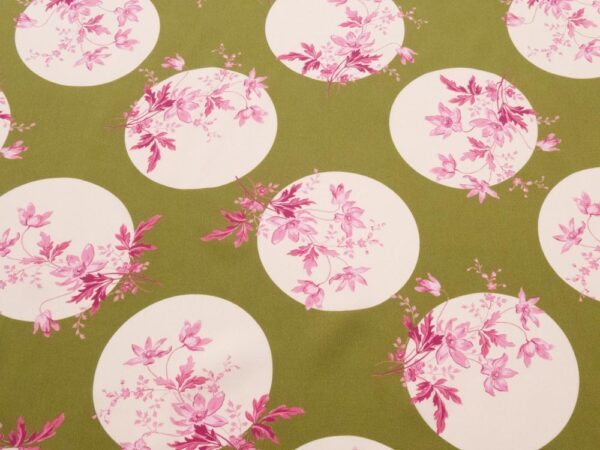 Stoff Posey Polka Kensington Crepe de Chine olivegrün