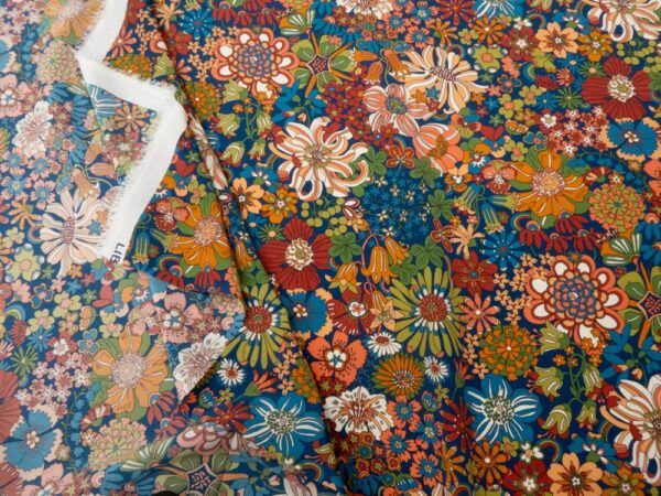 Stoff Rainbow Liberty Kensington Crepe de Chine blau-grün-orange – Bild 2