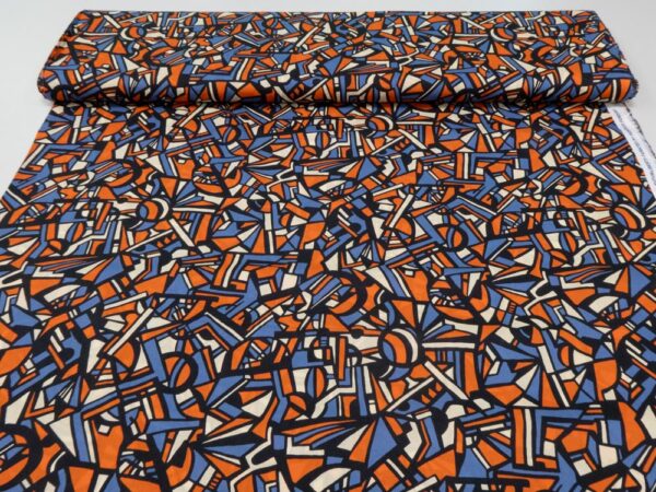 Stoff Dynamic City Tana Lawn  - F.Forquet -blau-rot.schwarz-beige – Bild 3