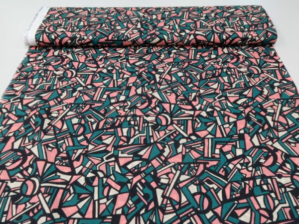 Stoff Dynamic City Tana Lawn  - F.Forquet - grün-rosa-schwarz-beige – Bild 3