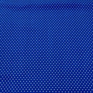 Stoff Viskose royalblau Punkte weiss