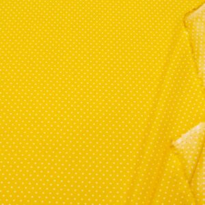 Stoff Viskose gelb Punkte weiss
