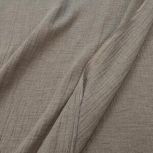 Stoff Double Gauze meliert dunkelbeigegrau Brindle