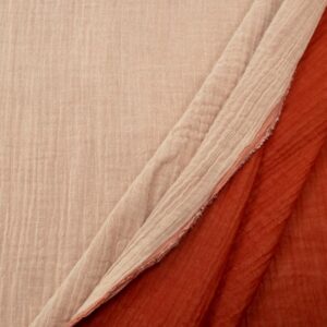 Stoff Mousseline BW zweifarbig Shell-Apricot Brandy