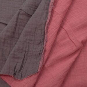 Stoff Mousseline BW zweifarbig grau-slate rosa