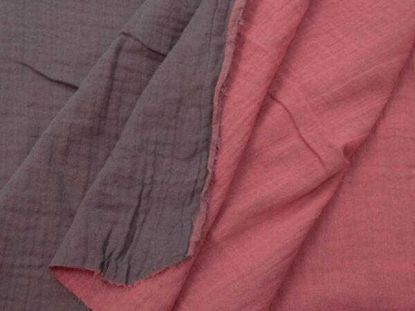 Stoff Mousseline BW zweifarbig grau-slate rosa