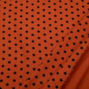 Stoff Jersey rost Sterne schwarz