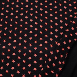 Stoff Jersey schwarz Sterne rot