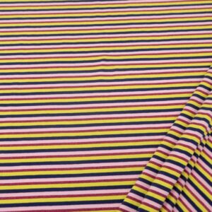 Stoff Jersey Streifen Glitzer rosa-blau-gelb