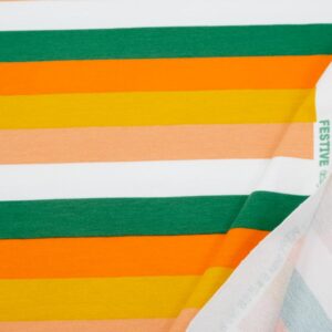 Stoff Sweat Streifen orange_grün
