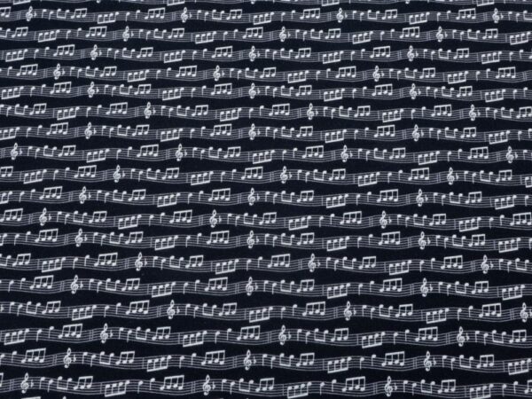 Stoff BW MUSICAL NOTES schwarz