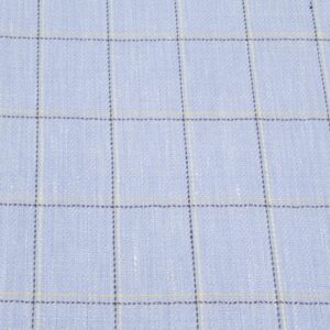 Stoff Woll-Leinengewebe Karo Dusty Blue
