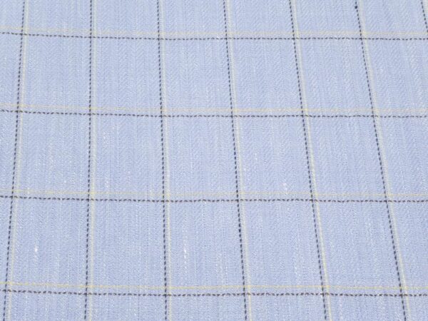 Stoff Woll-Leinengewebe Karo Dusty Blue