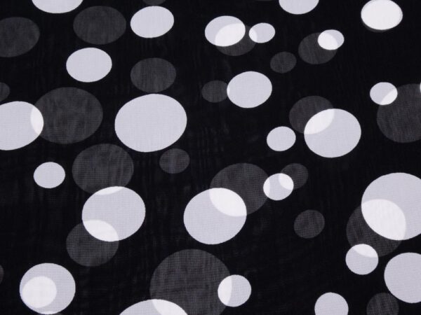 Stoff Chiffon Viskose schwarz weisse Punkte