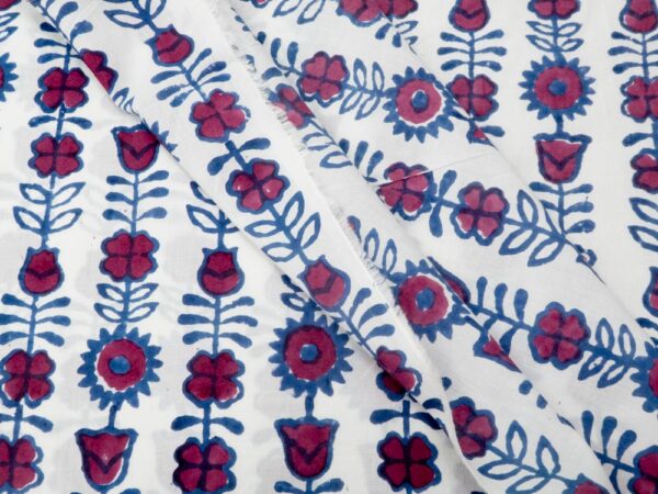 Stoff Block Print Indian Cotton Pompon – Bild 2
