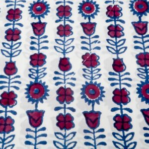 Stoff Block Print Indian Cotton Pompon