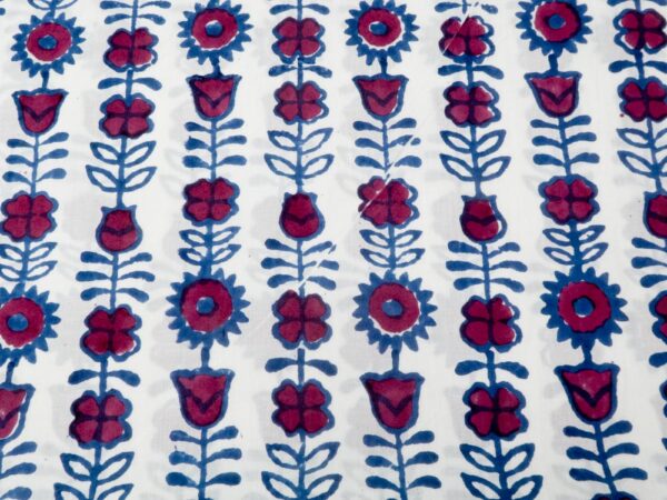 Stoff Block Print Indian Cotton Pompon