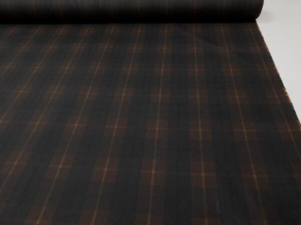 Stoff Cotton Silkwax Oilskin Hunter Brown Tartan – Bild 3