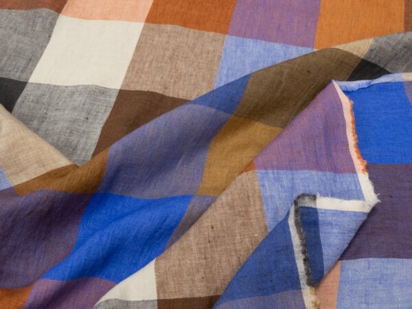 Stoff Electro Blues EU Linen rost-blau-sand – Bild 2