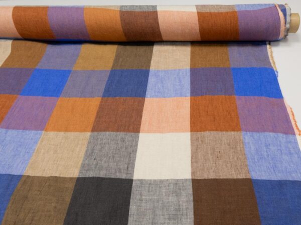 Stoff Electro Blues EU Linen rost-blau-sand – Bild 3