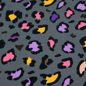 Stoff Sweat Leo grau-pink