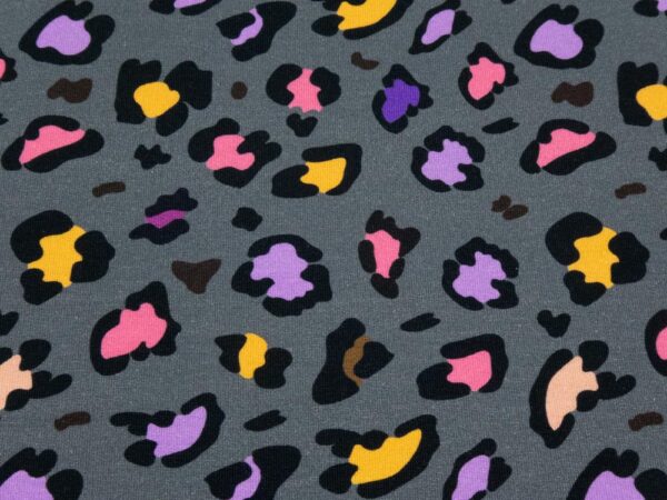 Stoff Sweat Leo grau-pink