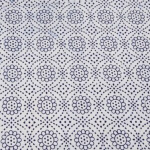 Stoff Indian Cotton Daisy Indigo Blumen & Punkte