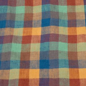 Stoff Leinen EU Golightly Green Check mintgrün & rost