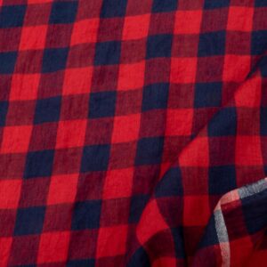 Stoff Leinen Hettie Gingham Maxi Vichy Demon scarlet red-navy blue