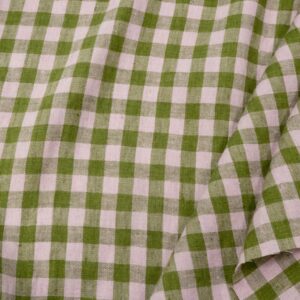 Stoff Leinen Vichykaro grün hellrosa