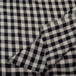 Stoff Leinen Vichy schwarz/weiss