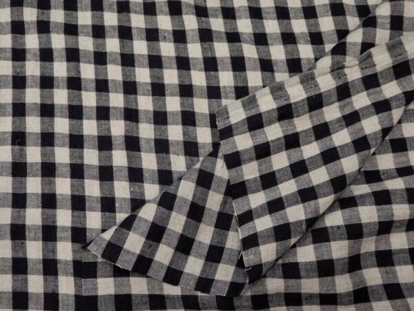 Stoff Leinen Vichy schwarz/weiss
