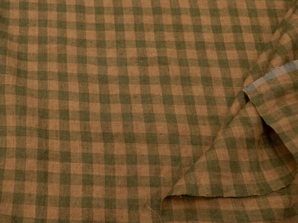 Stoff Leinen New England Vichy warm gold/olive