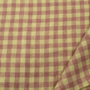 Stoff Leinen Vichykaro altrosa blassgelbgrün